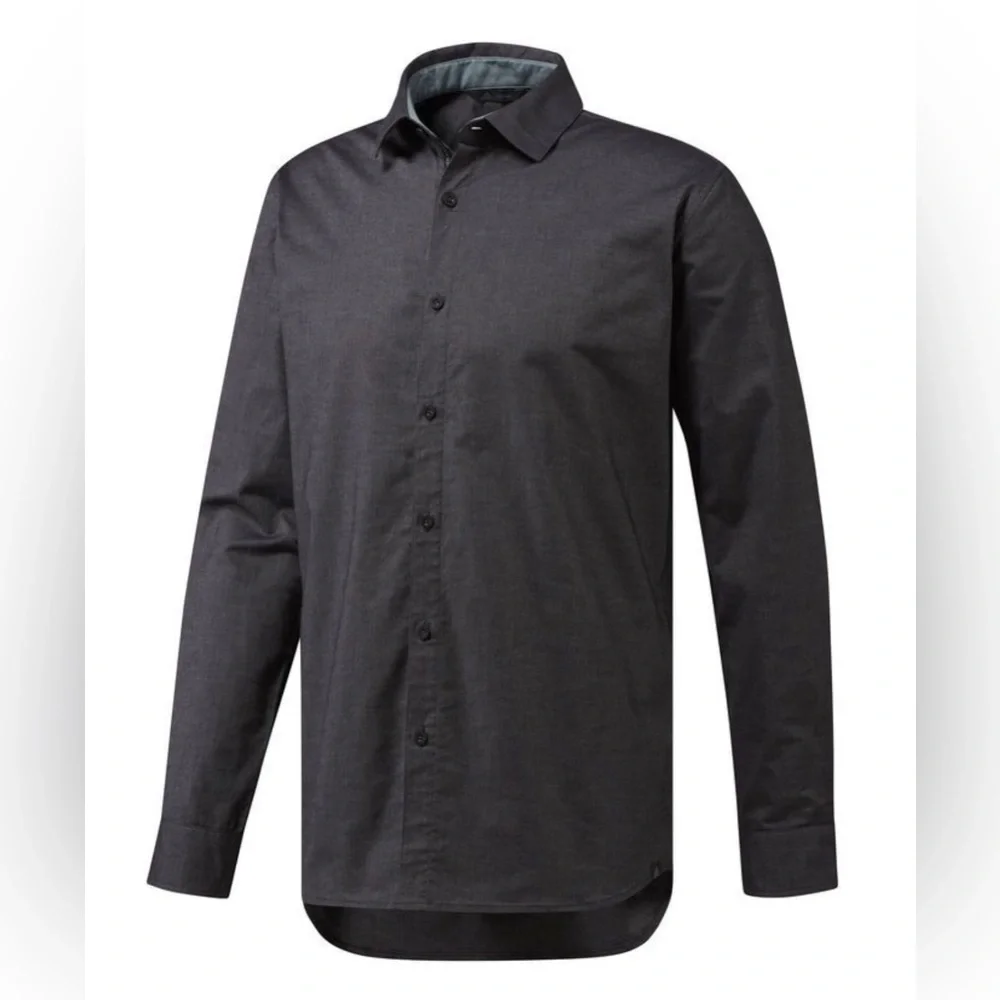adidas Men's Adicross Beyond Stretch‎ Woven Oxford Golf Shirt, Small Gray/Black